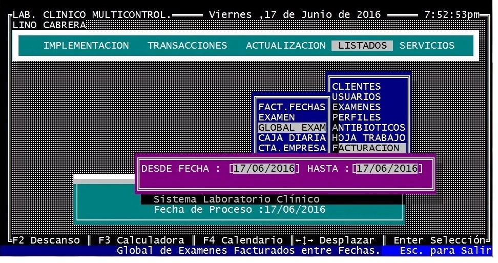 Puede ver los Examenes realizados por rango de Fecha